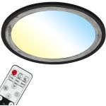 Ultraflaches CCT-LED Panel mit LED Backlight, Ø42 cm, 1x LED, 22 W, 3000 lm, schwarz-silber