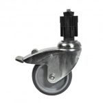 Rohrverbinder | Schwenkrad Silber Set - 100 mm mit Bremse inkl. Expander für Rohr 25x25 mm | KLEMP