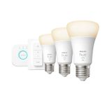 Philips Hue White Starter-Kit|E27|Set für intelligente Beleuchtung|Weiß|Bluetooth|LED|E27|Warmweiß