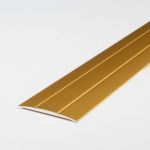 Bergangsprofil | Aluminium eloxiert | Goldfarbig | Breite 38 mm | Höhe 1.8 mm | Länge 1000 mm | Gebohrt | Übergangsschiene | Übergangsleiste |